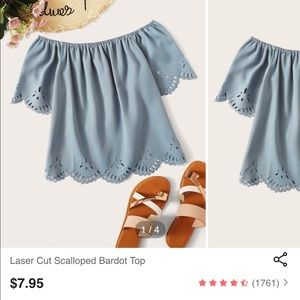 Romwe laser cut scalloped bardot top